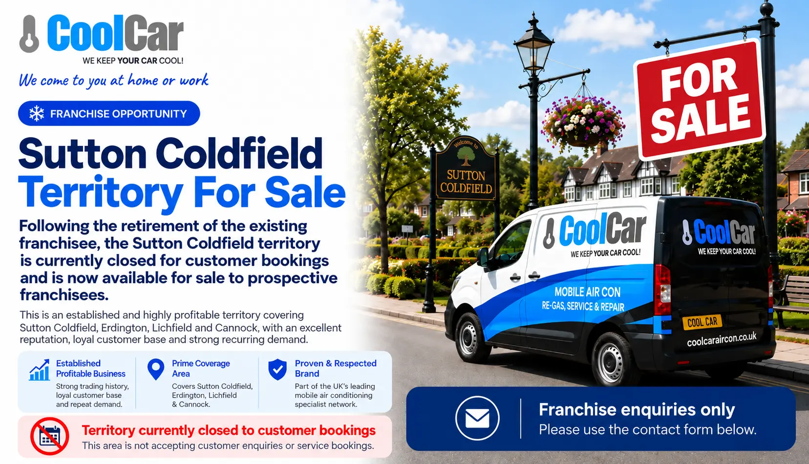 Sutton Coldfield Mobile Car Air Con Franchise for Sale